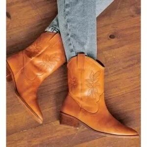 Sezane Penelope Cowboy Genuine Leather Boots